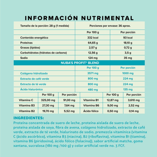 Imagen 6 de 6 de Nuba Proteina + Colageno + Acido Hialuronico