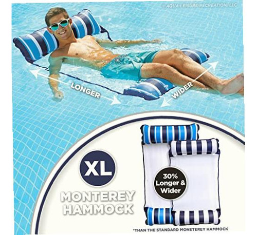Aqua 4 En 1 Monterey Xl Flotador De Piscina Y Hamaca De Color Hamaca Navy Xl