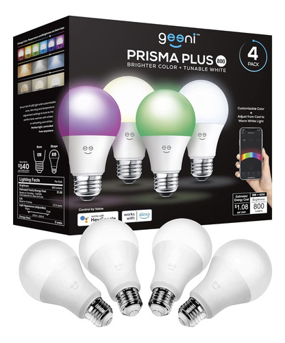 Geeni Prisma Plus 800 Wifi Led Smart Light Bulb  Paquete De 