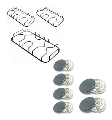 Kit 6 Bocas + 3 Grelhas Fogão Consul 2g + 4p 3 Pinos Cf576bb