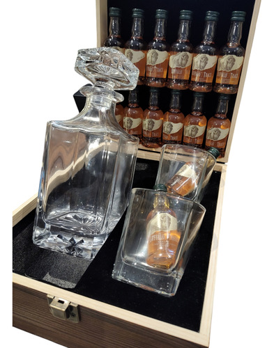 Whiskey Decantador 750ml 15un Buffalo Trace 50ml + 2 Vasos