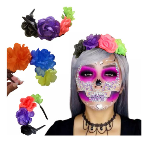 6 Diademas De Flores Artificiales Día De Muertos