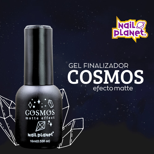 Top Coat Cosmos Matte 16ml, Gel & Acrílico Uñas. Nail Planet