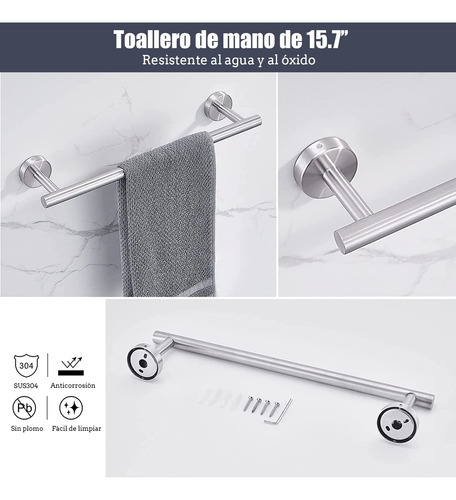 Set De Accesorios De Baño Toalleros Acero Inoxidable 12pcs