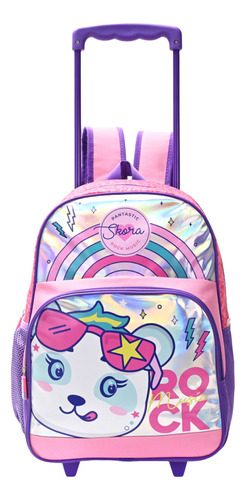 Mochila Con Carro 16  Reforzado Escolar Rueda Doble Skora Gato Anteojos