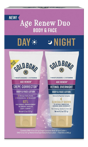 Gold Bond Age Renew Day & Night Lotion Set Body & Face 8.6oz Fragancia Neutra