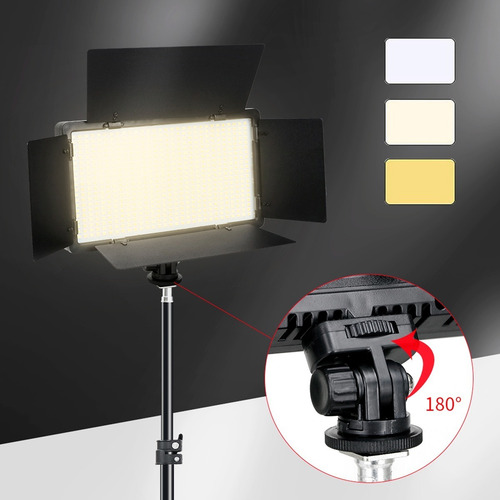 Iluminador Led 600 Com Tripé y Fonte Bicolor Youtuber Cor da estrutura Preto Equifoto KITROLED600