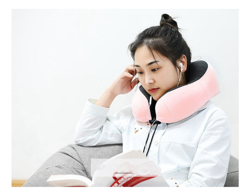 Almohada De Espuma Viscoelástica De Viaje Para Cuello Rosado