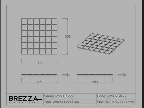 Brezza Malla-mosaico Para Piscinas Waves Dark Blue Bz9875455
