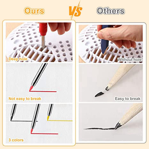 Juego De 4 Lápices Para Carpintería Con Recambio De 2,8 Mm,