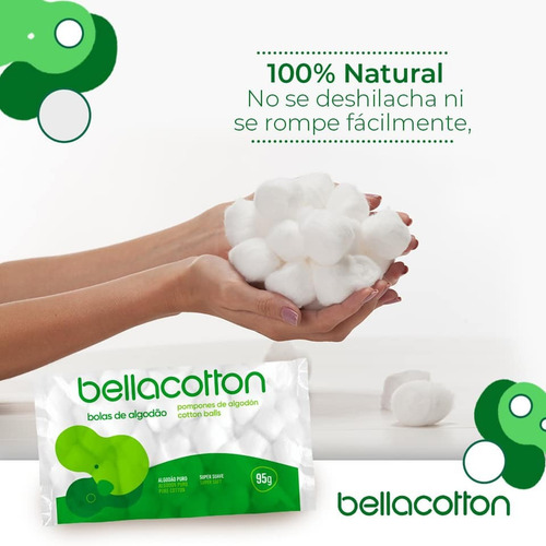 Imagen 2 de 2 de Pompones De Algodón X 50u 100% Natural Bellacotton