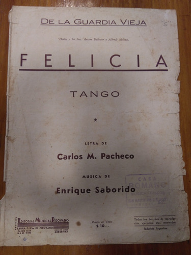 Felicia Pacheco Saborido Tango Partitura