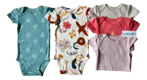 Mamelucos Bodys Carters Manga Corta Para Niña Pack X 5 Uds