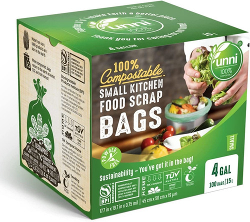 Unni Bolsas 100% Compostables, De 4 Galones, 15 Litros, 1...