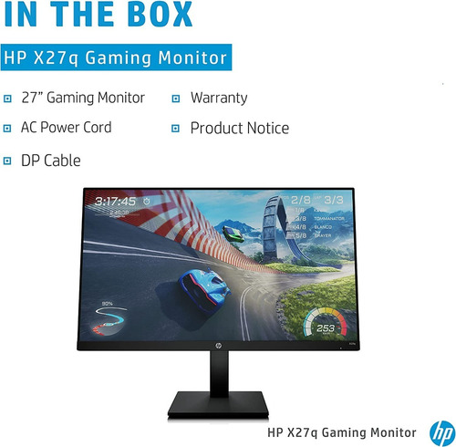 Gaming Monitor Hp 27 Inch Qhd 2k Ips Plano Ips Hdr 165hz