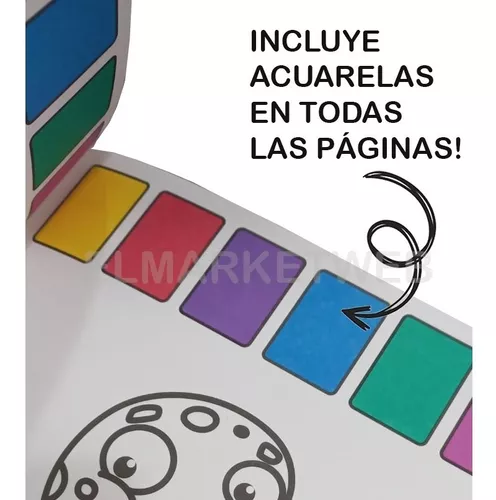 Libro Para Colorear + Pop It Lápices Marcadores Y Acuarelas