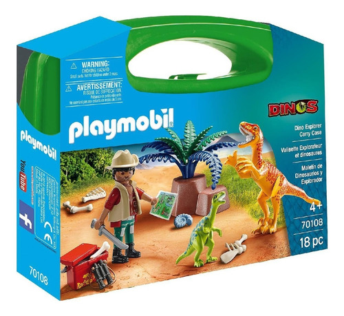 Imagen 1 de 7 de Playmobil Maletin Dinosaurios 70108 Dinos 18 Pc Ink Educando