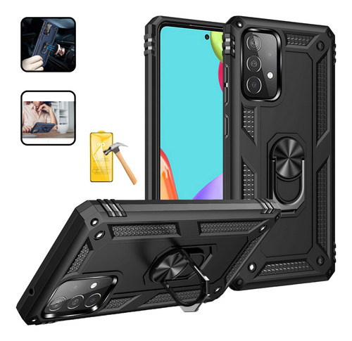 Funda Para Galaxy A72 Con Mica Varios Modelos Antigolpes Negro Shockproof