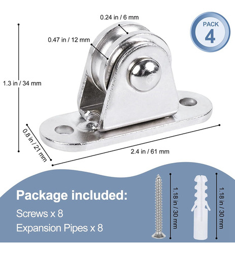 Polea Dúplex De Acero Inoxidable De 1 Pulgada Roller Fri