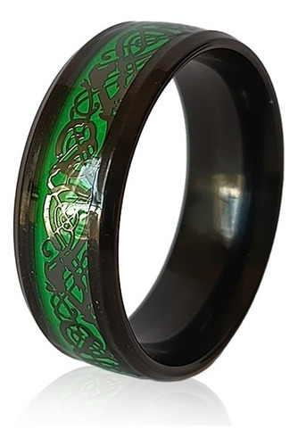 Anillo Estampado Dragon Tribal Celta Acero Inoxidable