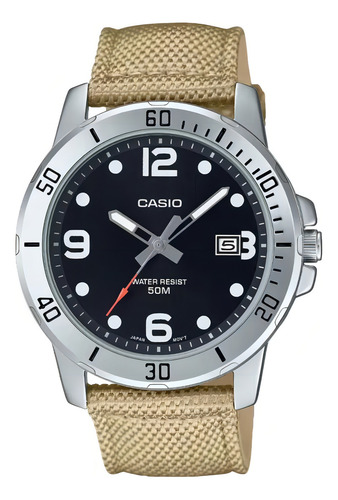 Reloj Casio Mtp-vd01c-5bv Hombre Correa Beige Analógico