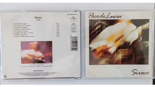 Paco De Lucia Cd Siroco Guitarra Flamenco Jazz España (Usado)