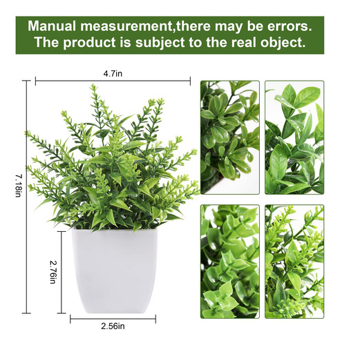 Paquete De 4 Plantas Artificiales Mini Con Macetas Der Rose Verde