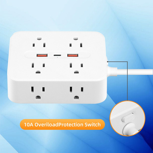 Placa Alimentación Multicontacto Con 6 Salidas 2usb 1type-c