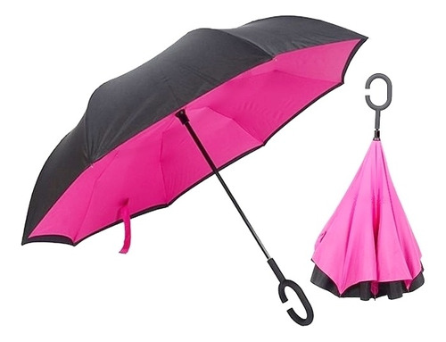 Guarda Chuva Invertido Pink Dupla Camada