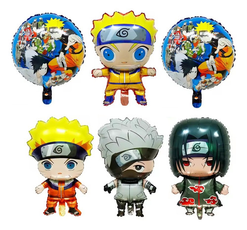 Set De 6 Globos Naruto Cumpleaños Metalizado