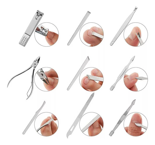 Set Manicure Pedicure 16 En 1 Acero Inoxidable Kit 16 Piezas