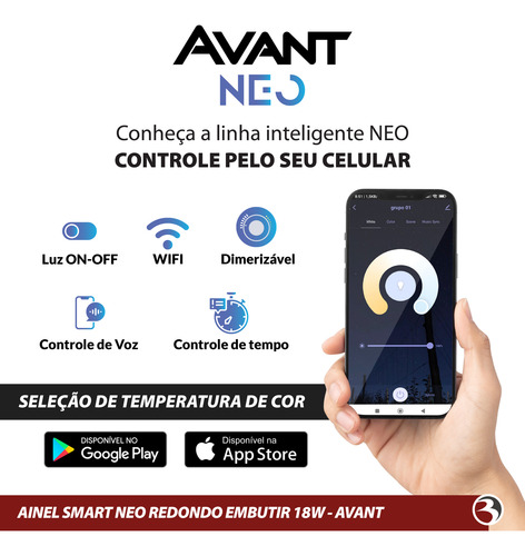 Kit 5 Painel Plafon Embutir Led Neo Google Alexa Echo Avant