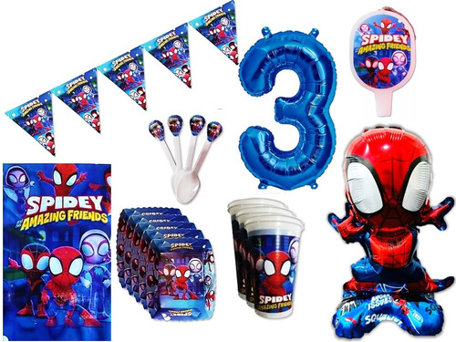  Kit Decoración Spidey Spiderman Bebe Cumpleaños + Obsequio