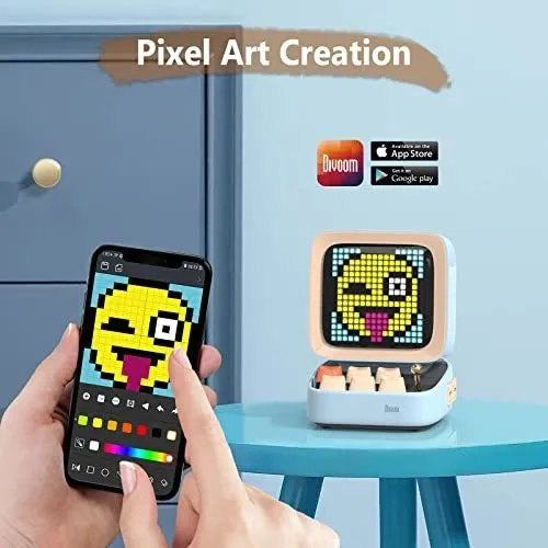Parlante Bluetooth Divoom Retro Pixel Art (celeste)