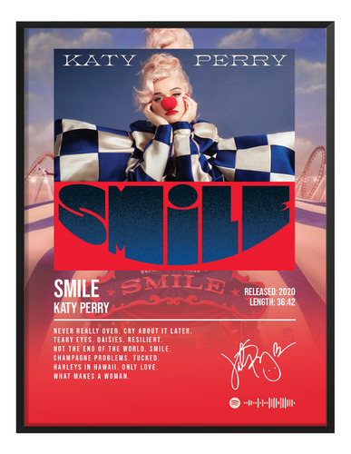 Cuadro Katy Perry Smile Album Music Firma C/marco 40x30