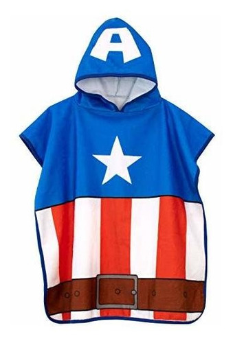 Poncho De Toalla Con Capucha Capitán América De Marvel Para 