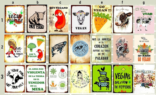 Cuadro Chapa - Carteles Planeta - Mundo - Veganos Veganismo