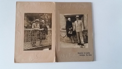 2 Fotos Antiguas Pareja En Jardín Zoo Bs. As Año 1928