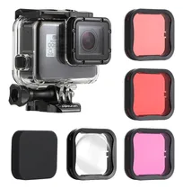 Comprar Soonsun Carcasa Impermeable Con 4 Filtros De Lente Para Gopro Hero 7 6 5 Black Hero (2018), Carcasa De Buceo Con Rojo, Rojo Claro, Magenta Y 5 Filtros De Primer Plano Para Video Y Fotografía Submarina