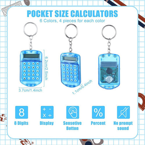 Chaveiro De Bolso Em Forma De Calculadora Para Crianças, 24