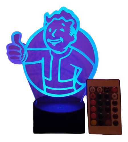 Lampara Led 3d Logotipo De Juego Fallout Con Control Remoto