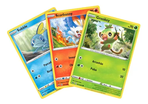 Kit Pokémon Iniciais De Galar Grookey Scorbunny Sobble