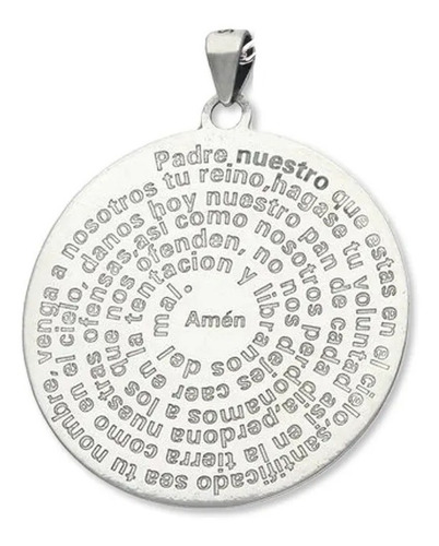 Dije Placa Oración Padre Nuestro En Plata Ley .925