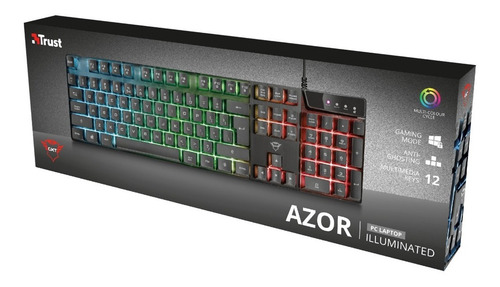 Teclado Gamer Trust Gxt 835 Azor Led Alambrico Negro Español