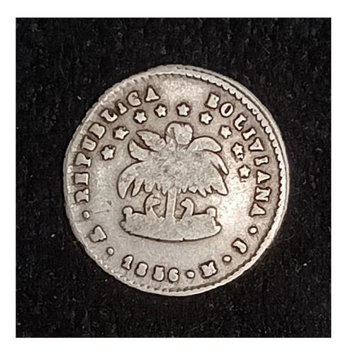 Bolivia 1/2 Sol 1856 Mj Mb Plata Km 118.1