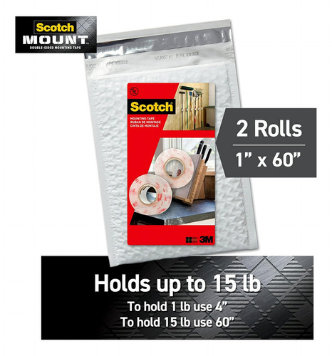 Cinta Para Montaje Scotch-clear, 1.52 Metros, 2 Rollos
