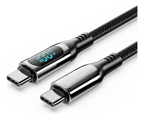 Cable Usb C 2.0 Pd100w 5a Trenzado 2m Display Led Vention
