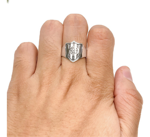 Anillo Escudo Equipo Fútbol Argentina San Lorenzo De Almagro C - Grande Plata 925