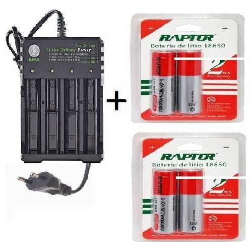 Pack Cargador Baterías Universal + 4 Baterías 18650 De 3.7v