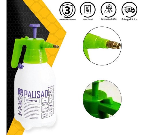 Imagem 3 de 4 de Pulverizador Manual 2 Litros Compressão Previa Jardim